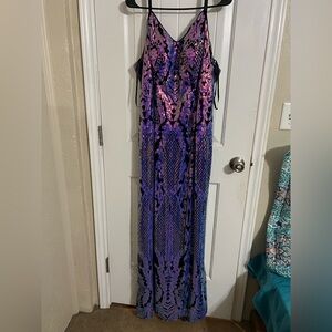 Elegant Purple and Pink Maxi Dress